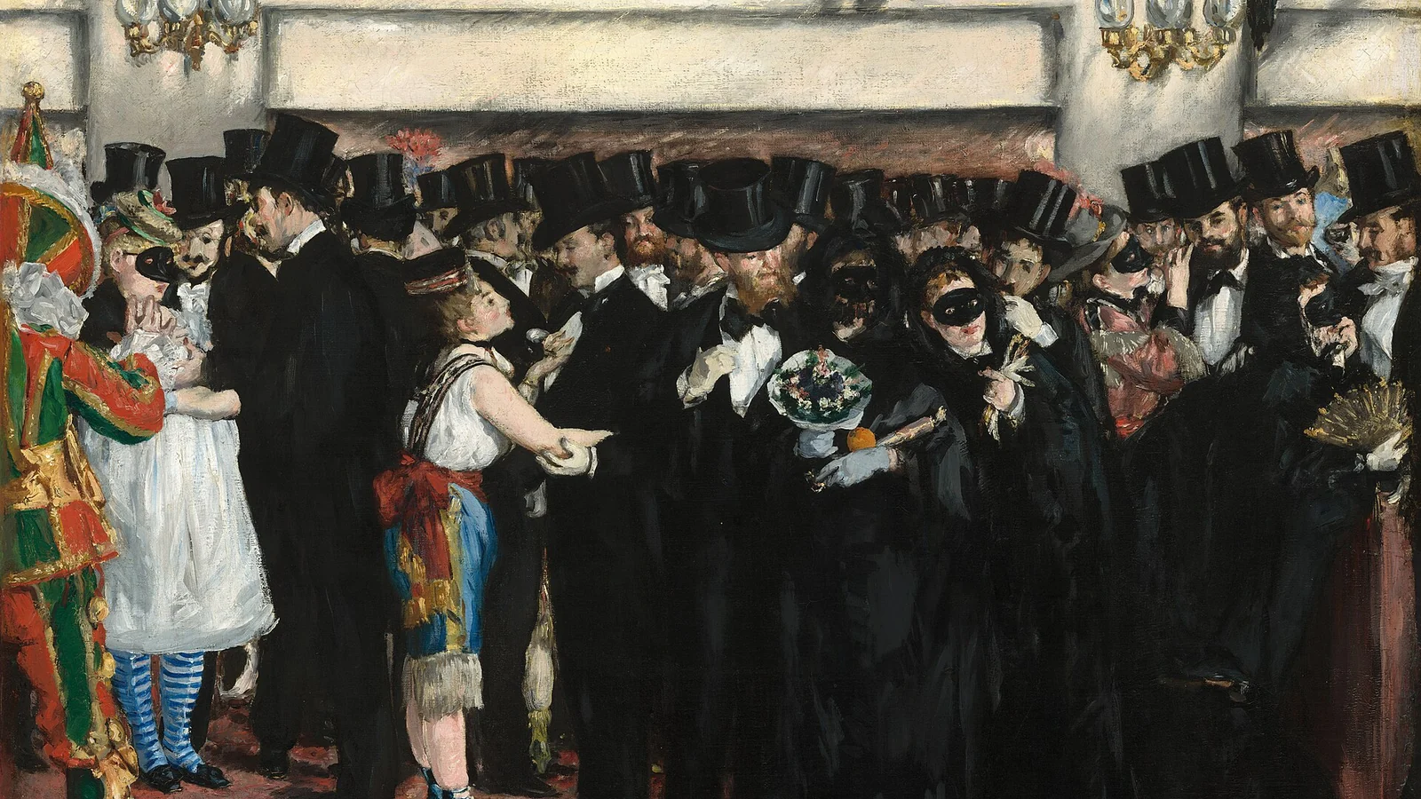 Eyes Wide Shut ending explained: Manet's painting of a masked Paris opera ball, men in top hats and masked women