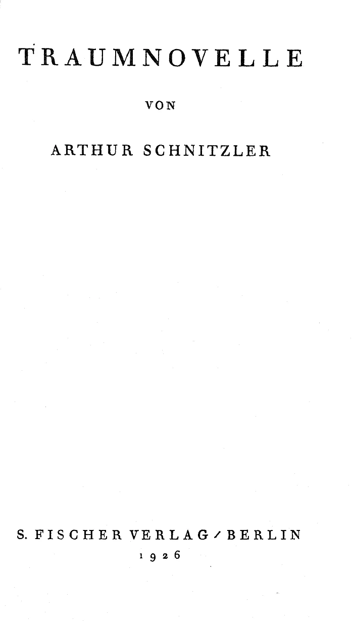Eyes Wide Shut ending explained: the 1926 first-edition title page of Schnitzler's Traumnovelle, the novel the film was adapted from